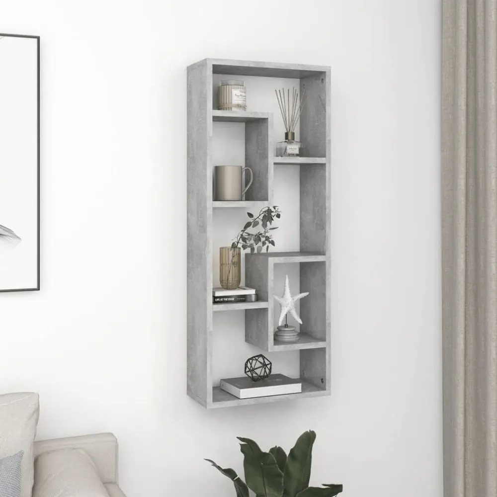 vidaXL Estantería de pared contrachapada gris hormigón 36x16x90 cm Gris hormigón Outlet