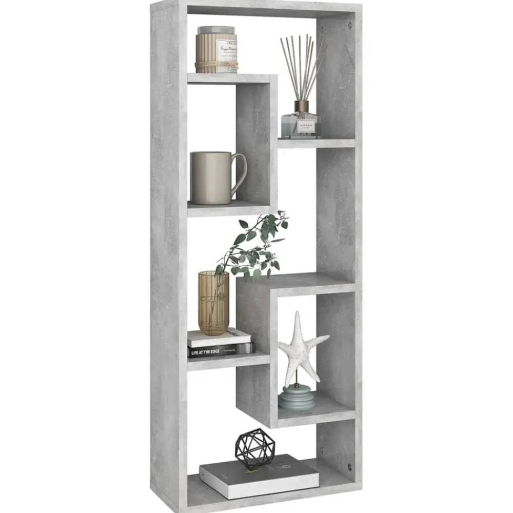 vidaXL Estantería de pared contrachapada gris hormigón 36x16x90 cm Gris hormigón Outlet