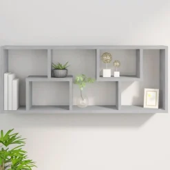 vidaXL Estantería de pared contrachapada gris hormigón 36x16x90 cm Gris hormigón Outlet