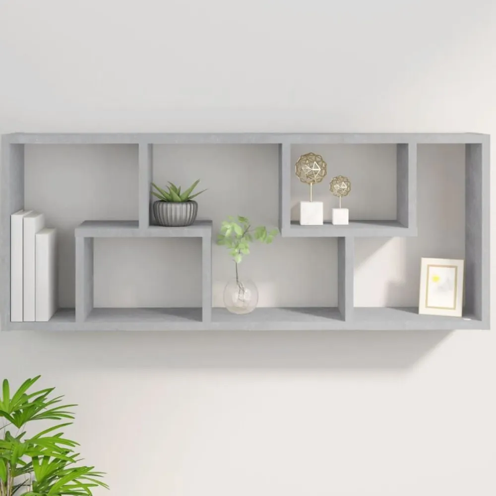 vidaXL Estantería de pared contrachapada gris hormigón 36x16x90 cm Gris hormigón Outlet