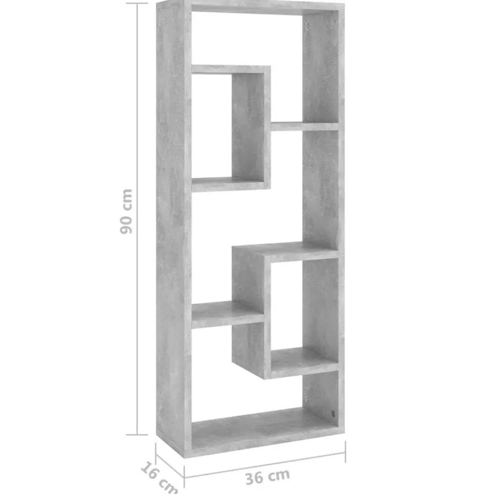 vidaXL Estantería de pared contrachapada gris hormigón 36x16x90 cm Gris hormigón Outlet
