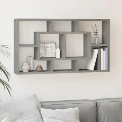 vidaXL Estantería de pared con 8 compartimentos gris hormigón Gris hormig&oacute;n