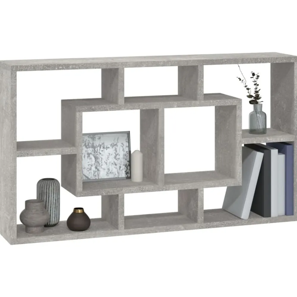 vidaXL Estantería de pared con 8 compartimentos gris hormigón Gris hormigón