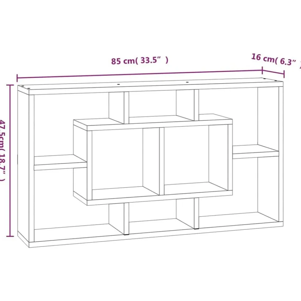 vidaXL Estantería de pared con 8 compartimentos gris hormigón Gris hormigón