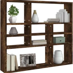 vidaXL Estantería de pared contrachapada 90x16x78 cm Roble ahumado Best