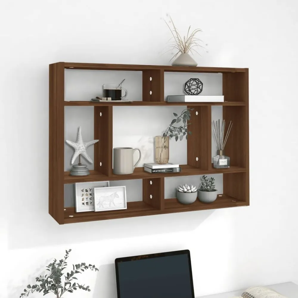 vidaXL Estantería de pared madera ingeniería roble marrón 75x16x55 cm Marrón roble Discount