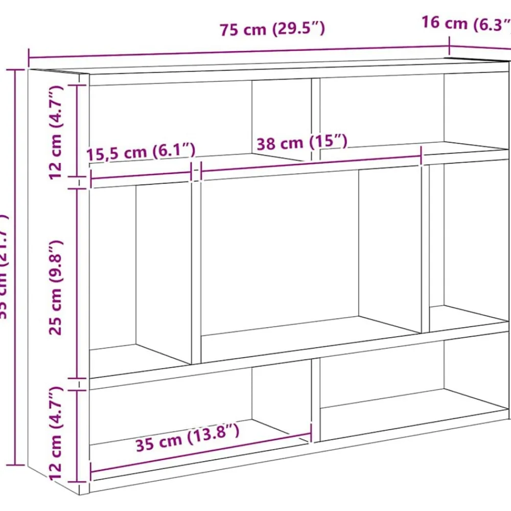 vidaXL Estantería de pared madera ingeniería roble marrón 75x16x55 cm Marrón roble Discount