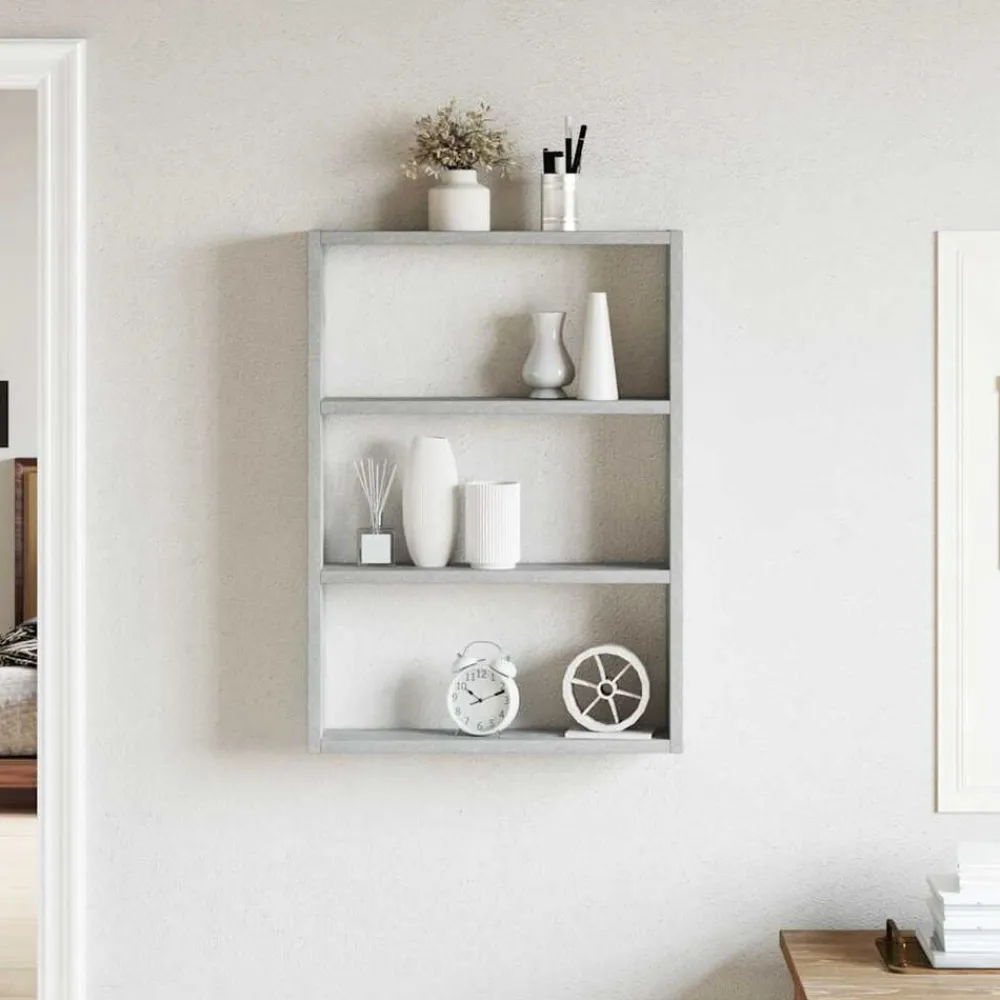 vidaXL Estanterías-Estantería de pared madera ingeniería gris hormigón 43x9x60 cm