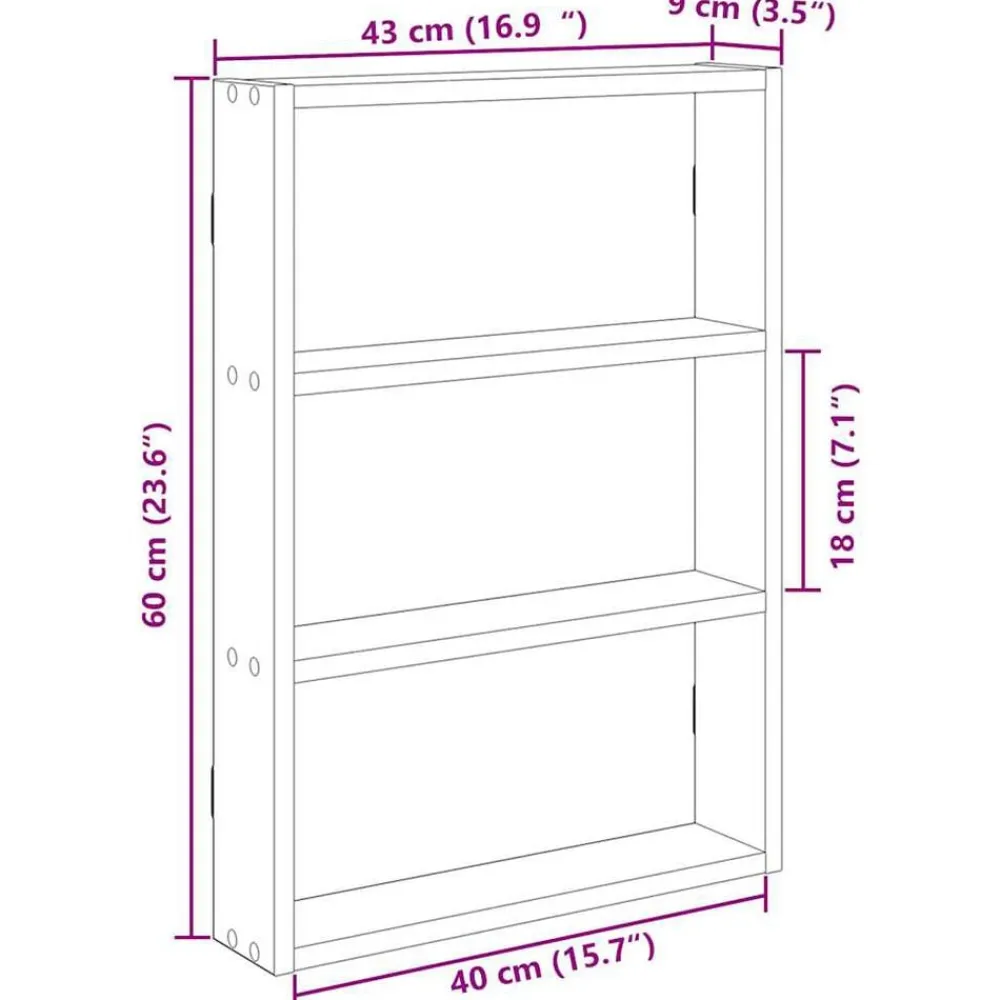 vidaXL Estanterías-Estantería de pared madera ingeniería gris hormigón 43x9x60 cm