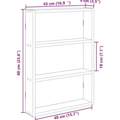 vidaXL Estantería de pared madera ingeniería 43x9x60 cm Roble Sonoma