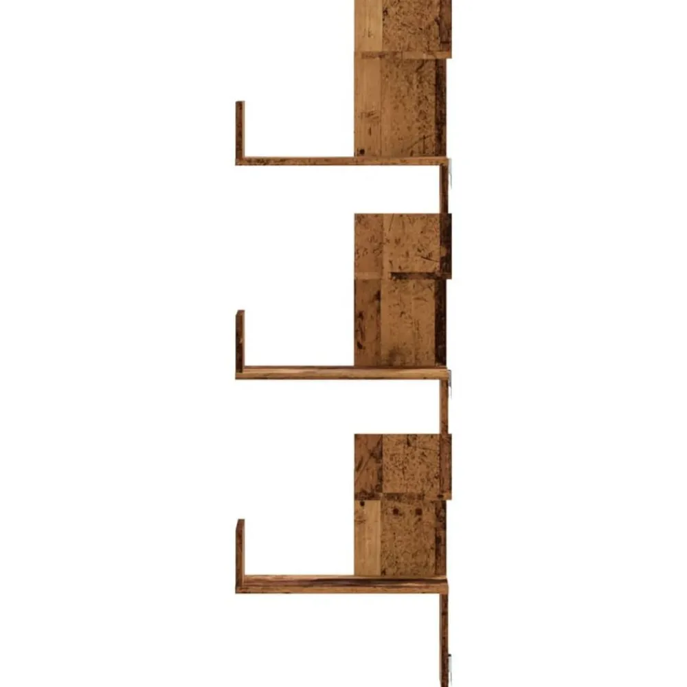 vidaXL Estantería de pared de esquina madera envejecida 45x45x147 cm Madera antigua Best