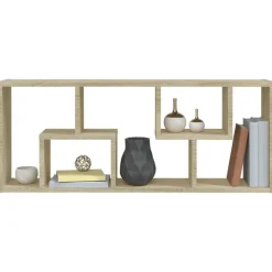 vidaXL Estanterías-Estantería de pared contrachapada color roble 36x16x90 cm