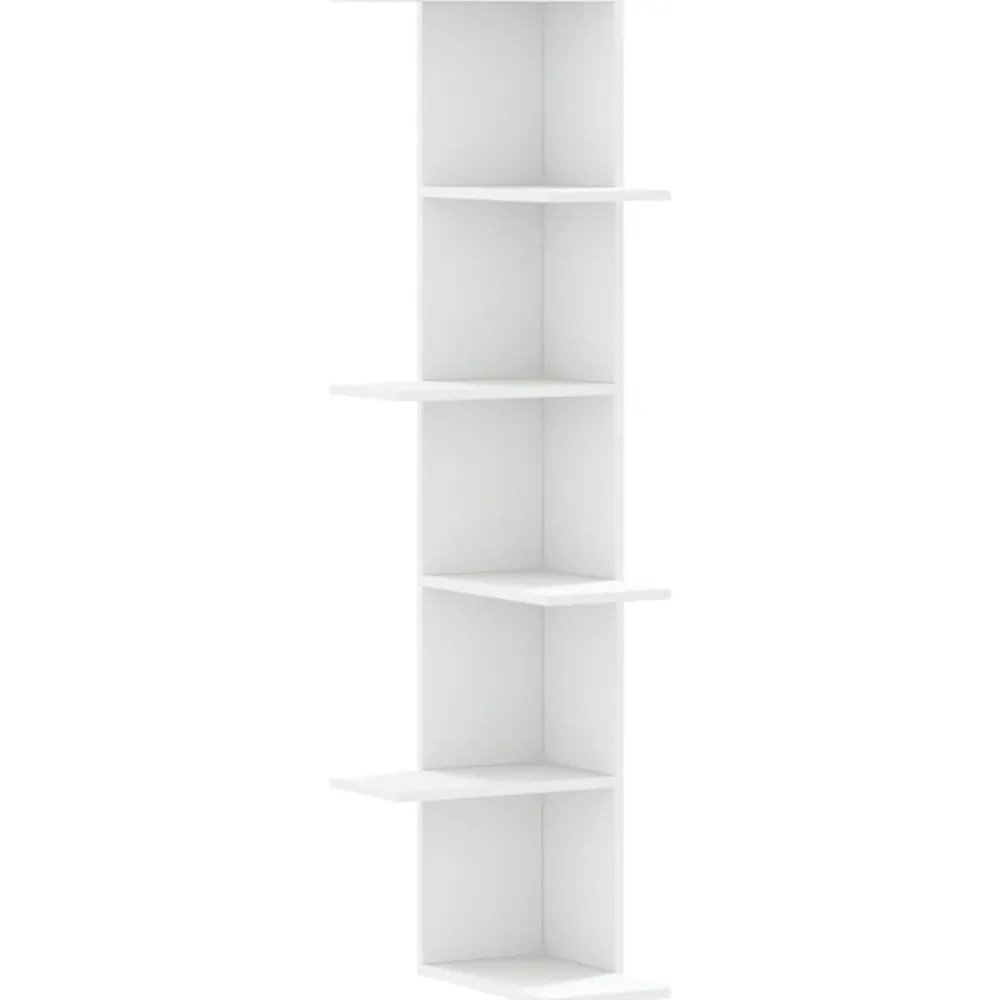 vidaXL Estantería de pared de esquina madera blanca 36,5x36,5x140 cm Blanco Clearance