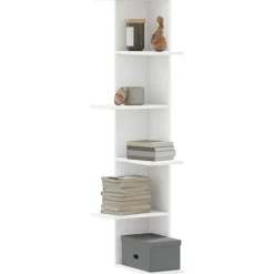 vidaXL Estantería de pared de esquina madera blanca 36,5x36,5x140 cm Blanco Clearance