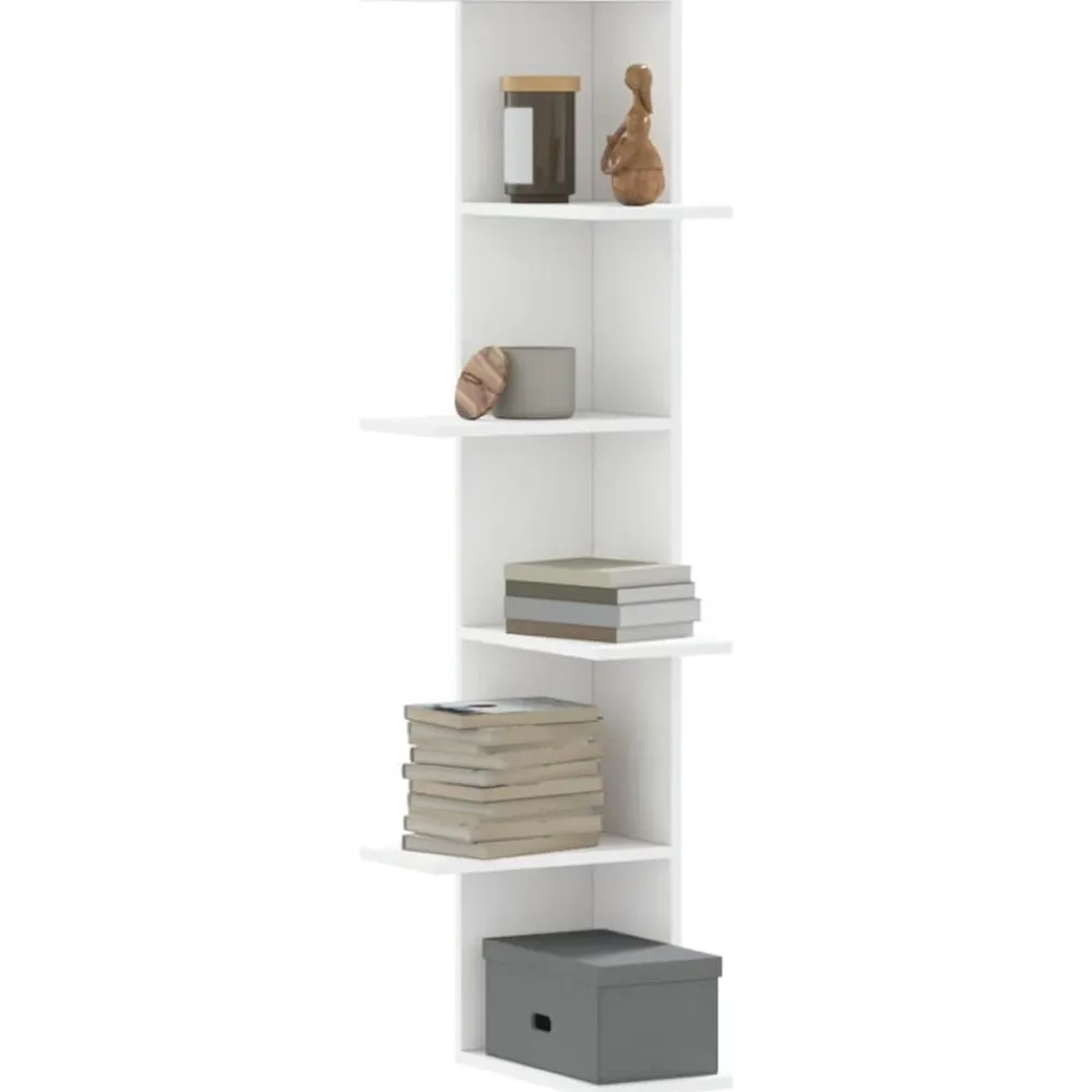 vidaXL Estantería de pared de esquina madera blanca 36,5x36,5x140 cm Blanco Clearance