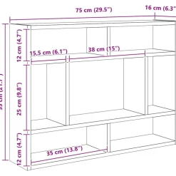 vidaXL Estanterías-Estantería de pared contrachapada gris hormigón 75x16x55 cm
