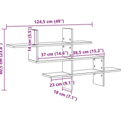 vidaXL Estanterías-Estantería de pared madera ingeniería blanca 124,5x18x60,5 cm