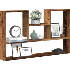 vidaXL Estanterías-Estantería de pared madera ingeniería envejecida 99x15x60 cm