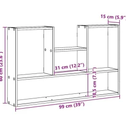 vidaXL Estanterías-Estantería de pared madera ingeniería envejecida 99x15x60 cm