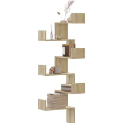 vidaXL Estanterías-Estantería de pared de esquina madera 45x45x147 cm