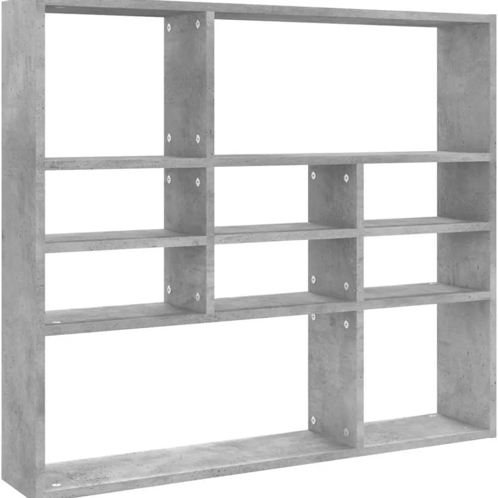 vidaXL Estantería de pared contrachapada gris hormigón 90x16x78 cm Gris hormigón Hot