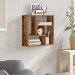vidaXL Estantería de pared madera ingeniería envejecida 45x16x45 cm Madera antigua Sale