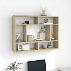 vidaXL Estantería de pared madera contrachapada color roble 75x16x55cm Roble Sonoma