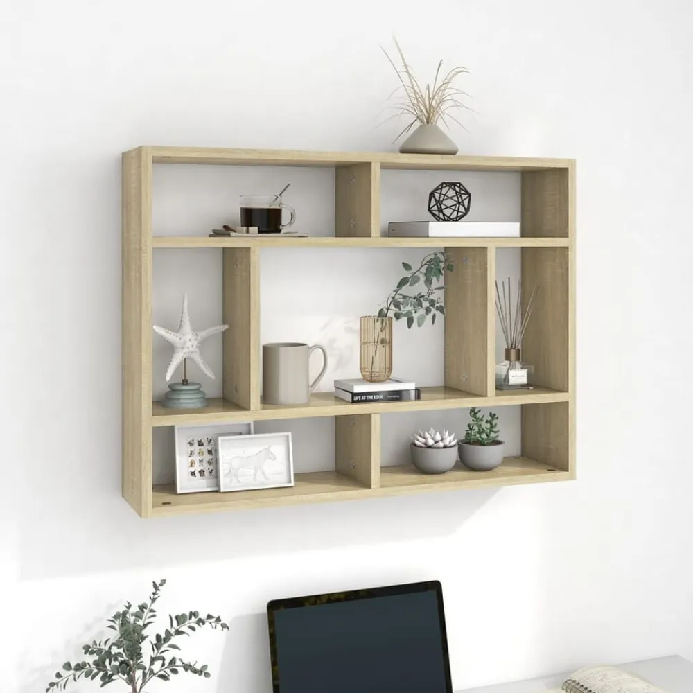 vidaXL Estantería de pared madera contrachapada color roble 75x16x55cm Roble Sonoma