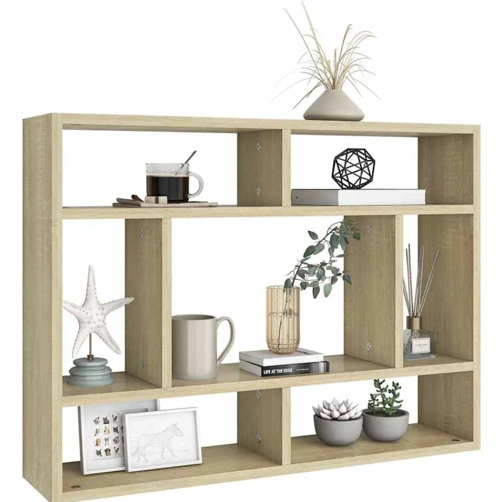 vidaXL Estantería de pared madera contrachapada color roble 75x16x55cm Roble Sonoma