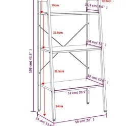 vidaXL Estantería de pie 3 baldas marrón claro y negro 56x35x108 cm Marr&oacute;n claro Clearance