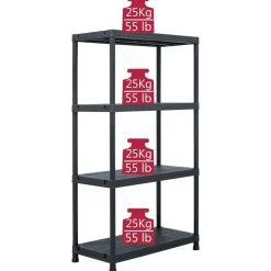 vidaXL Almacenamiento Industrial-Estantería de plástico 100 kg 60x30x138 cm negro