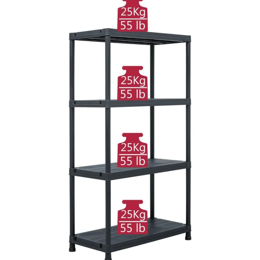 vidaXL Almacenamiento Industrial-Estantería de plástico 100 kg 60x30x138 cm negro