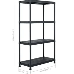 vidaXL Almacenamiento Industrial-Estantería de plástico 100 kg 60x30x138 cm negro