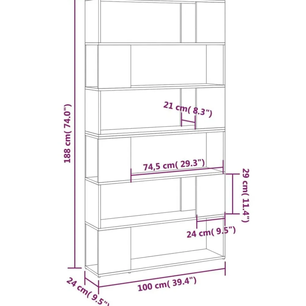 vidaXL Estantería divisor de espacios 100x24x188 cm Negro Outlet