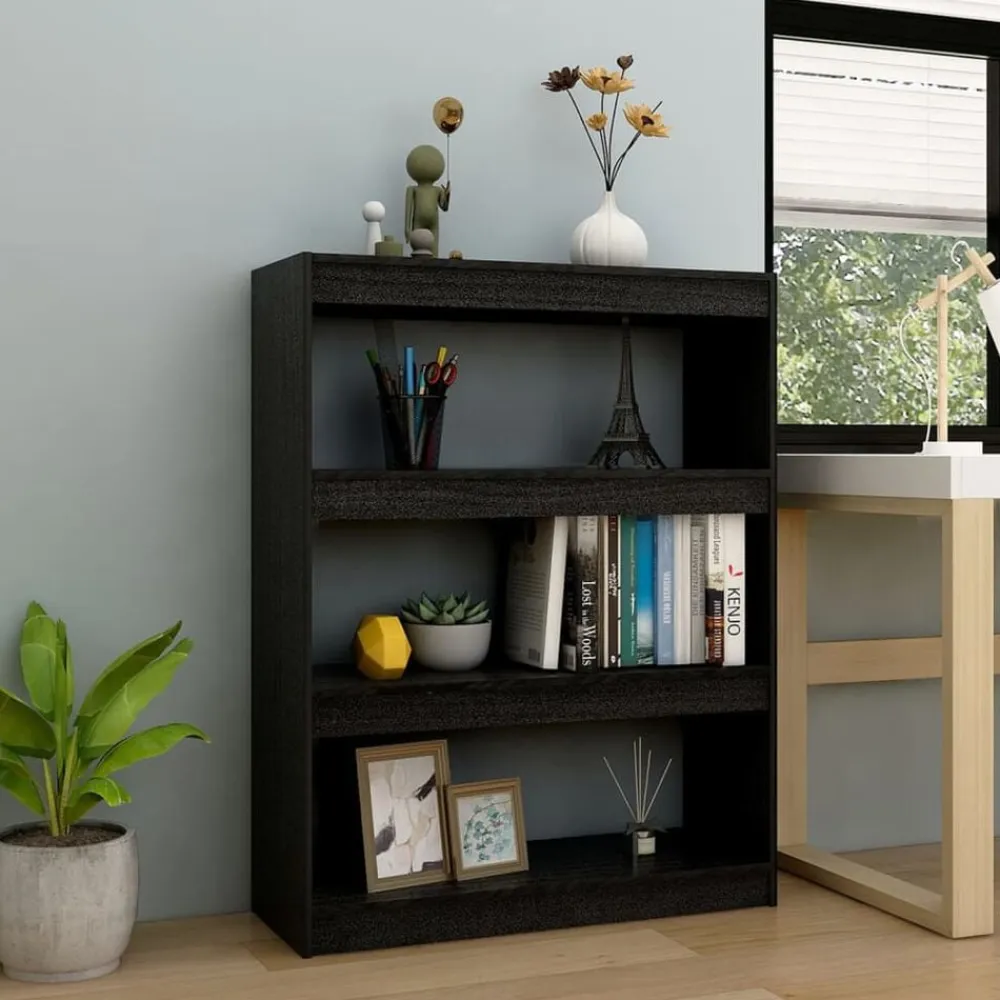 vidaXL Estantería divisor de espacios madera pino 100x30x103 cm Negro
