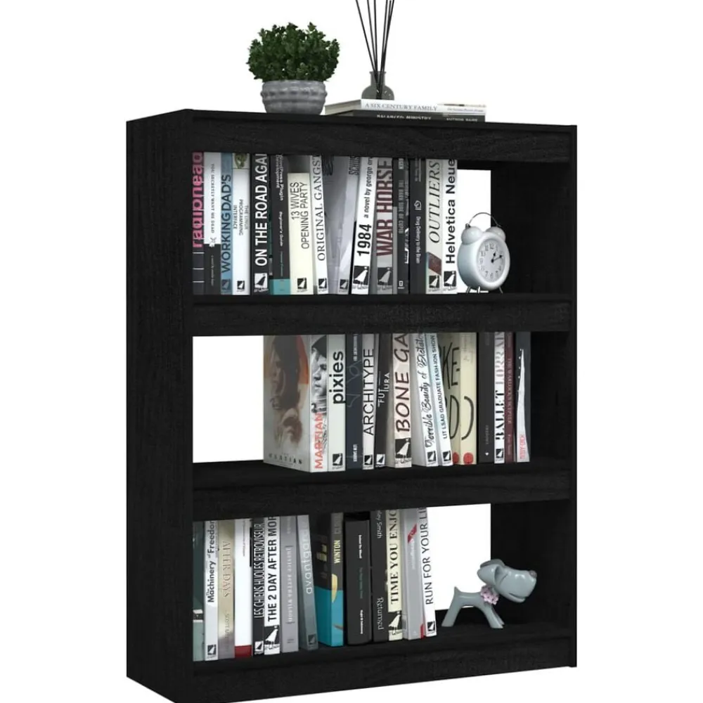 vidaXL Estantería divisor de espacios madera pino 100x30x103 cm Negro