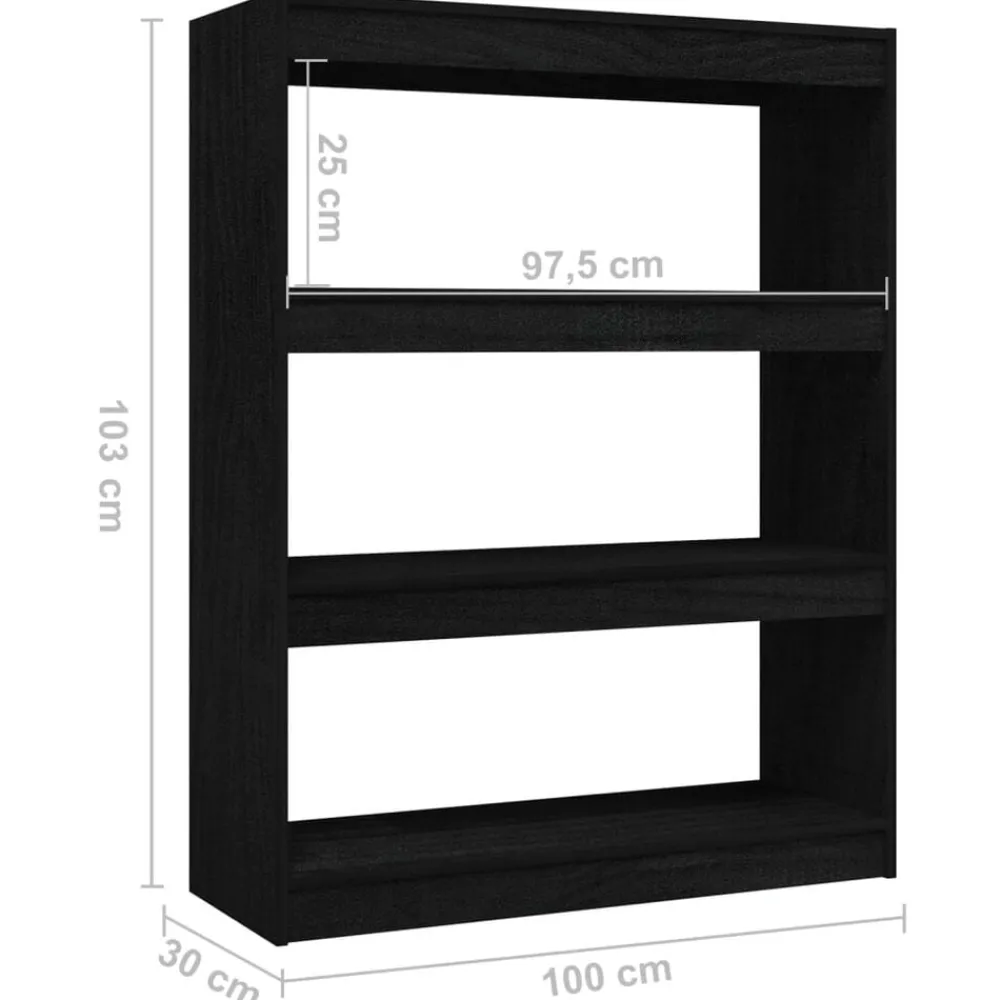 vidaXL Estantería divisor de espacios madera pino 100x30x103 cm Negro