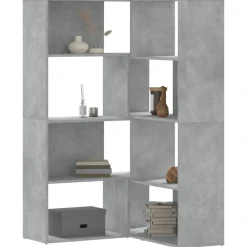 vidaXL Estanterías-Estantería esquina 4 niveles madera gris hormigón 85x85x140 cm