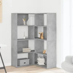 vidaXL Estanterías-Estantería esquina 4 niveles madera gris hormigón 85x85x140 cm
