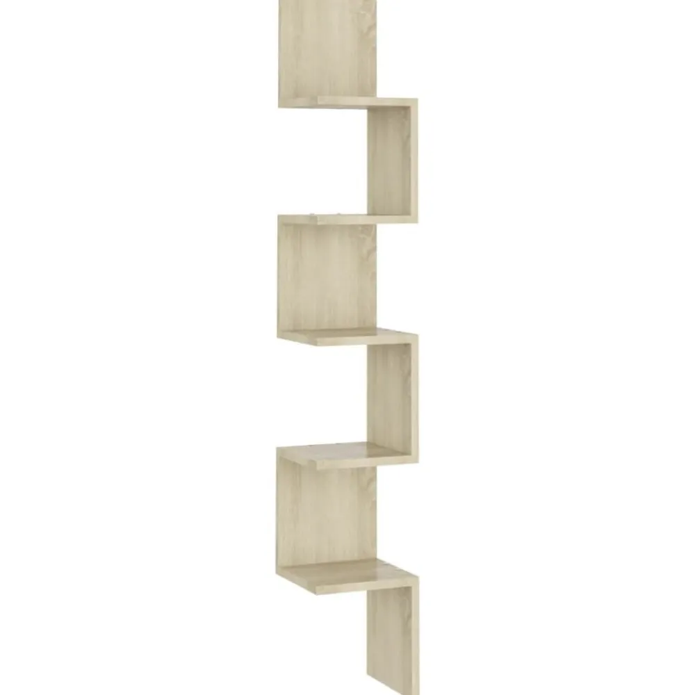vidaXL Estanterías-Estantería esquina pared madera roble ahumado 20x20x127,5 cm