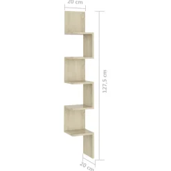 vidaXL Estanterías-Estantería esquina pared madera roble ahumado 20x20x127,5 cm