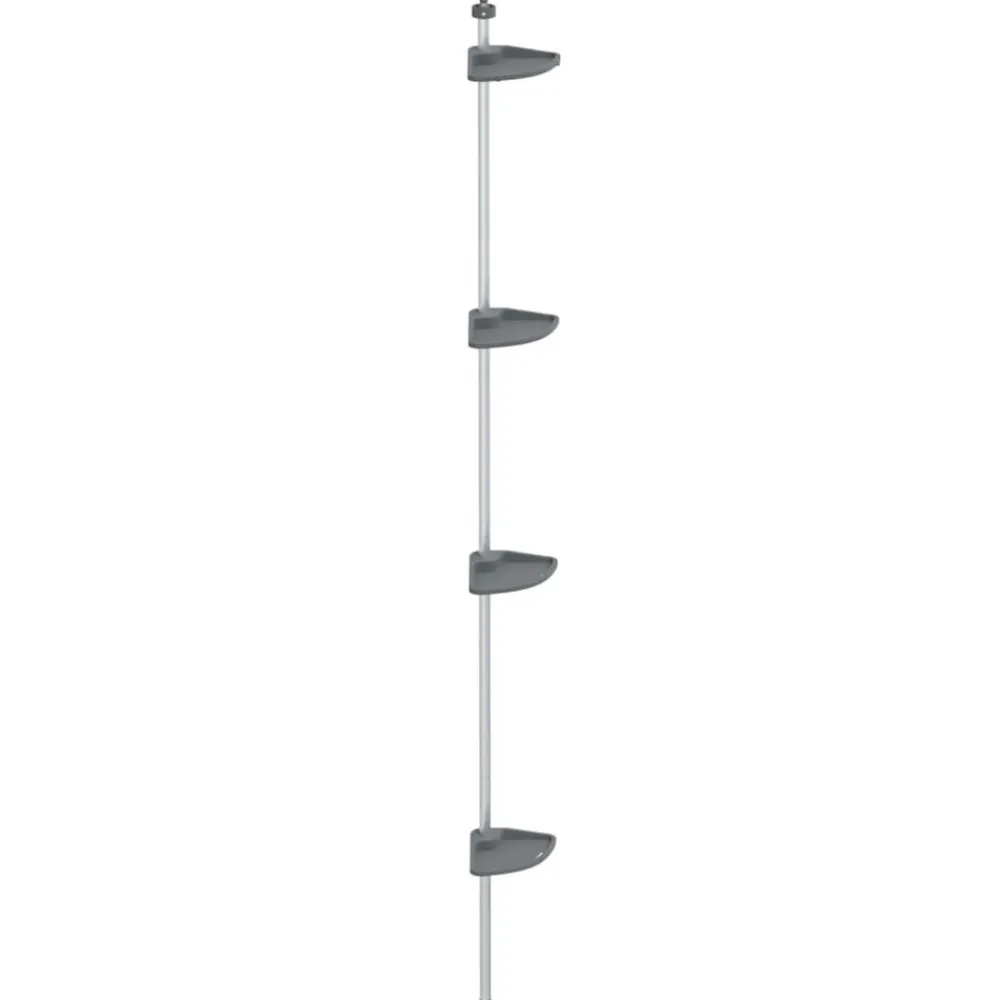 vidaXL Estantería esquina ducha telescópica 4 estantes aluminio plata Sale