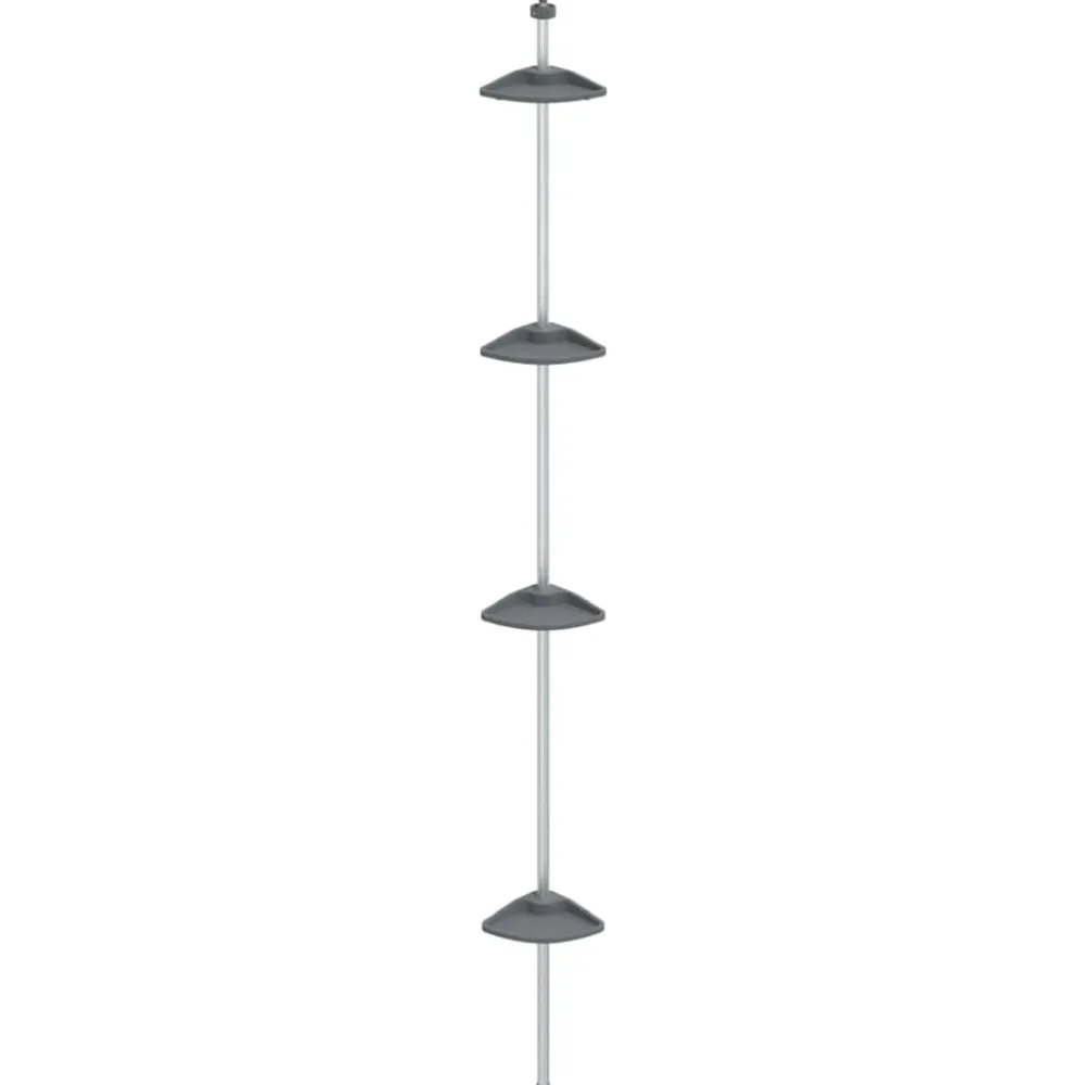 vidaXL Estantería esquina ducha telescópica 4 estantes aluminio plata Sale