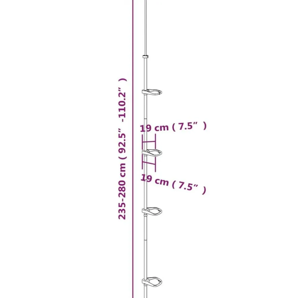 vidaXL Estantería esquina ducha telescópica 4 estantes aluminio plata Sale