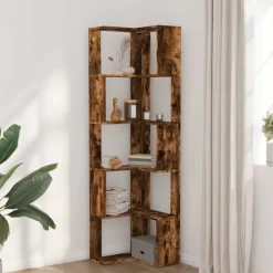 vidaXL Estantería esquina 5 niveles madera 50x50x179 cm Roble ahumado Hot