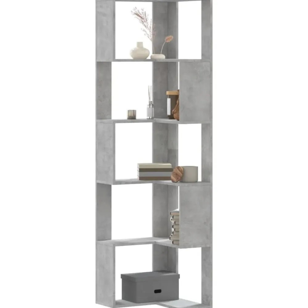 vidaXL Estantería esquina 5 niveles madera gris hormigón 50x50x179 cm Gris hormigón Clearance