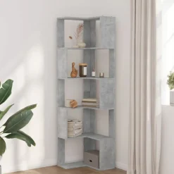 vidaXL Estantería esquina 5 niveles madera gris hormigón 50x50x179 cm Gris hormigón Clearance