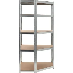 vidaXL Estantería esquina 5 niveles madera contrachapada y acero plata Plateado Discount