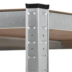 vidaXL Estantería esquina 5 niveles madera contrachapada y acero plata Plateado Discount