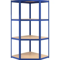vidaXL Almacenamiento Industrial-Estantería esquina 4 niveles madera contrachapada y acero
